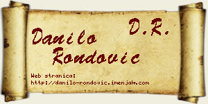 Danilo Rondović vizit kartica